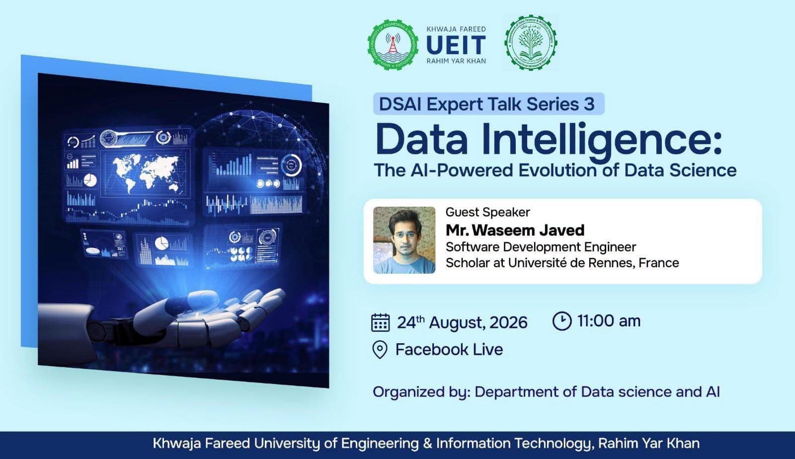 Waseem Javed delivering a technical keynote talk at KFUEIT University