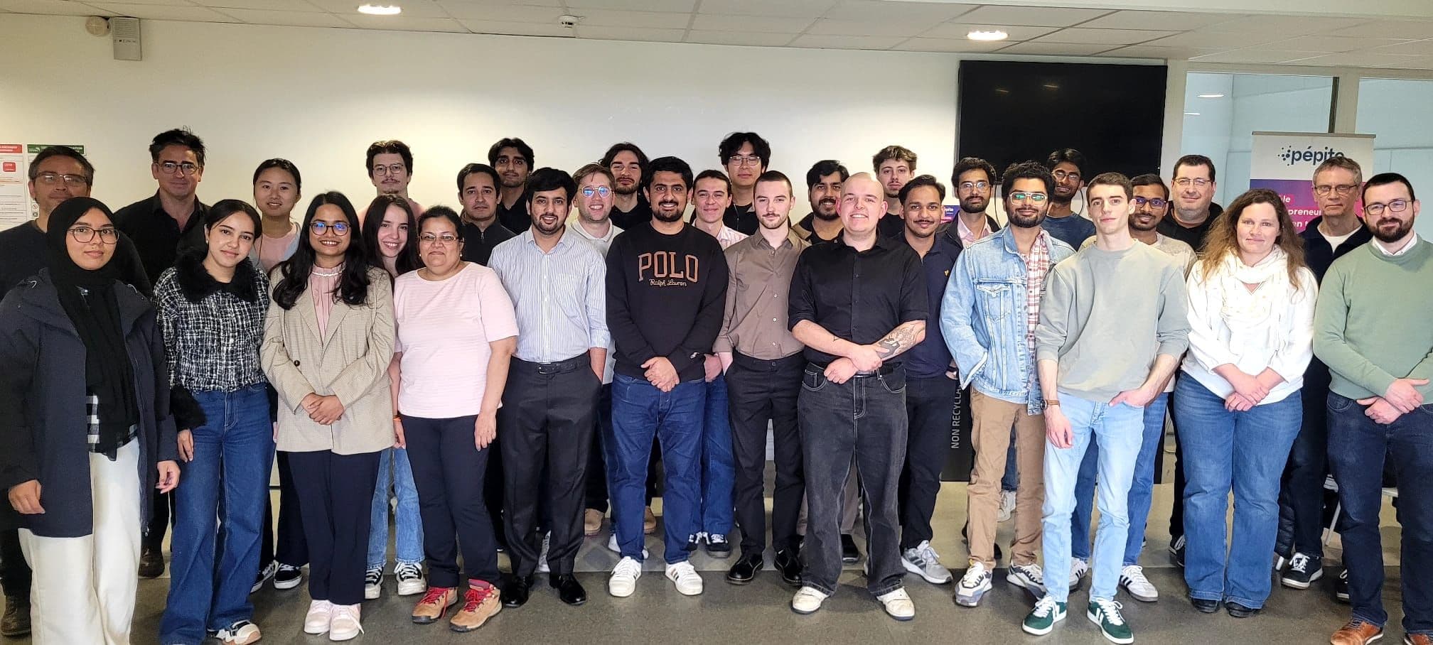 Group photo after the DeepSafe final product pitch at the Pépite entrepreneurship program
